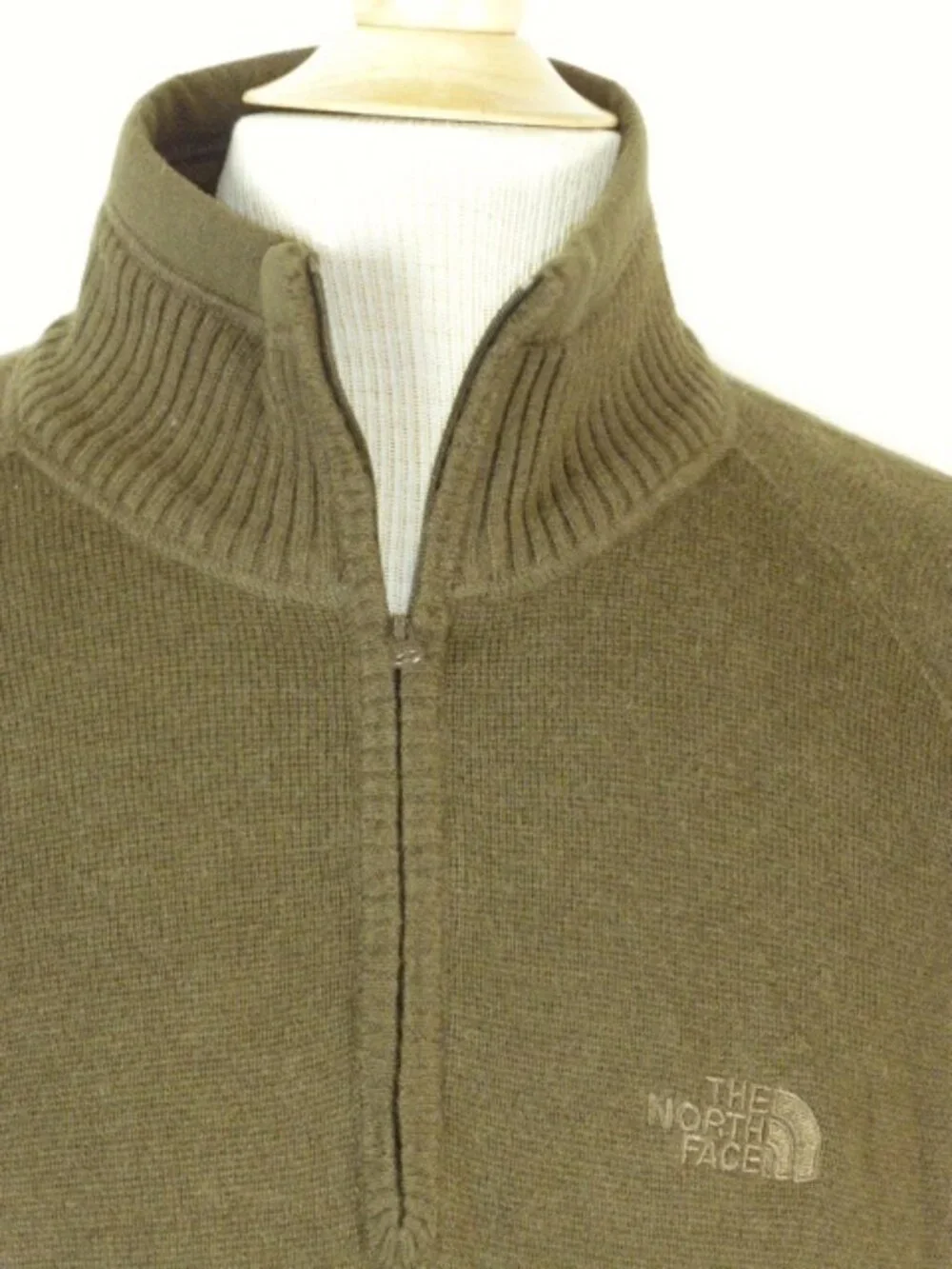 THE NORTH FACE BROWN Quarter ZIP WOOL BLEND SWEATER top L